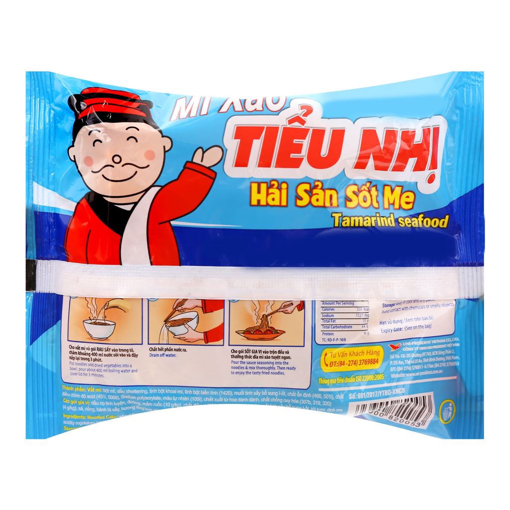 Thùng 30 gói mì xào Tiểu Nhị Hải sản xốt me gói 72g
