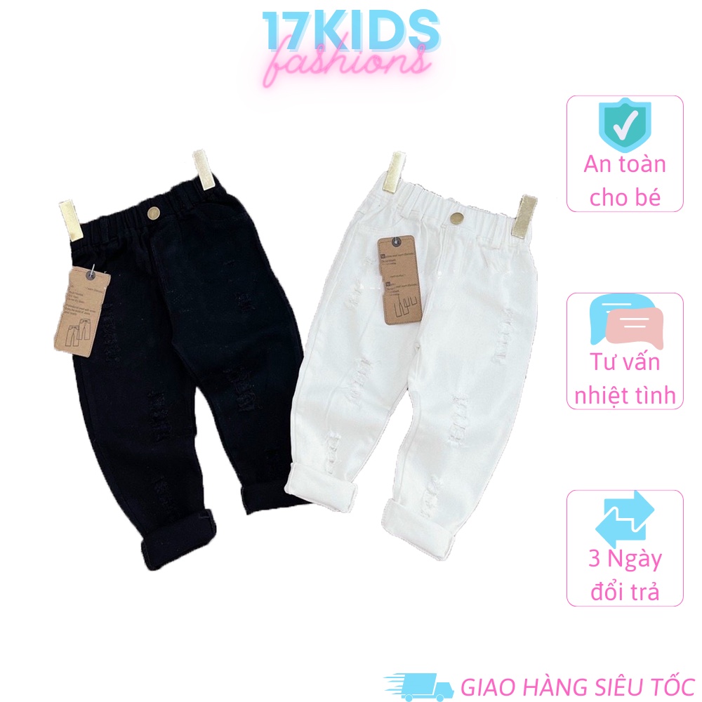 Quần Dài Kaki Xước 2 Màu Đen Trắng Dành Cho Bé Từ 8-22Kg KIDS22007