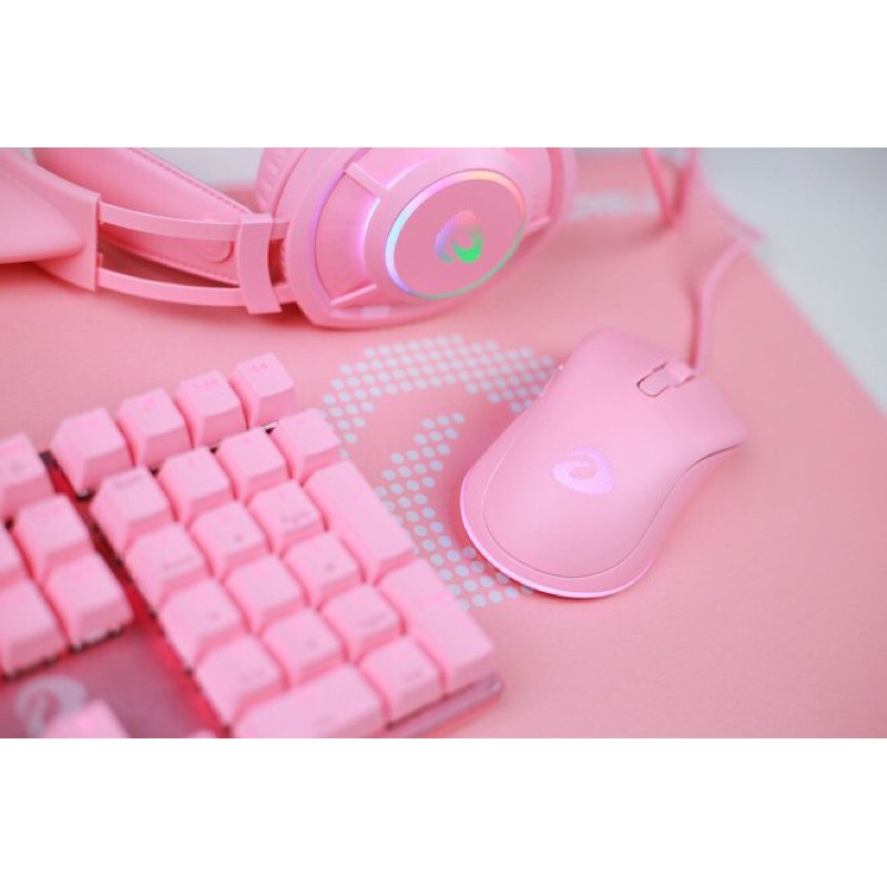 Combo Gaming Hồng: Bàn Phím Dareu EK810 + Chuột Không Dây EM901 + Tai Nghe Dareu EH469 + Bàn Di ESP100 - Hàng Chính Hãng