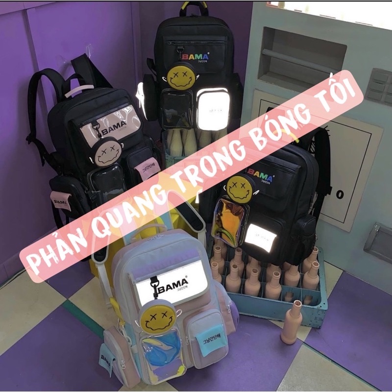 Balo Bama 444 Phản Quang Hologram Backpack 2810 Clothes Shop Balo Bama Phản Quang Đi Học Đi Chơi Ulzzang Unisex