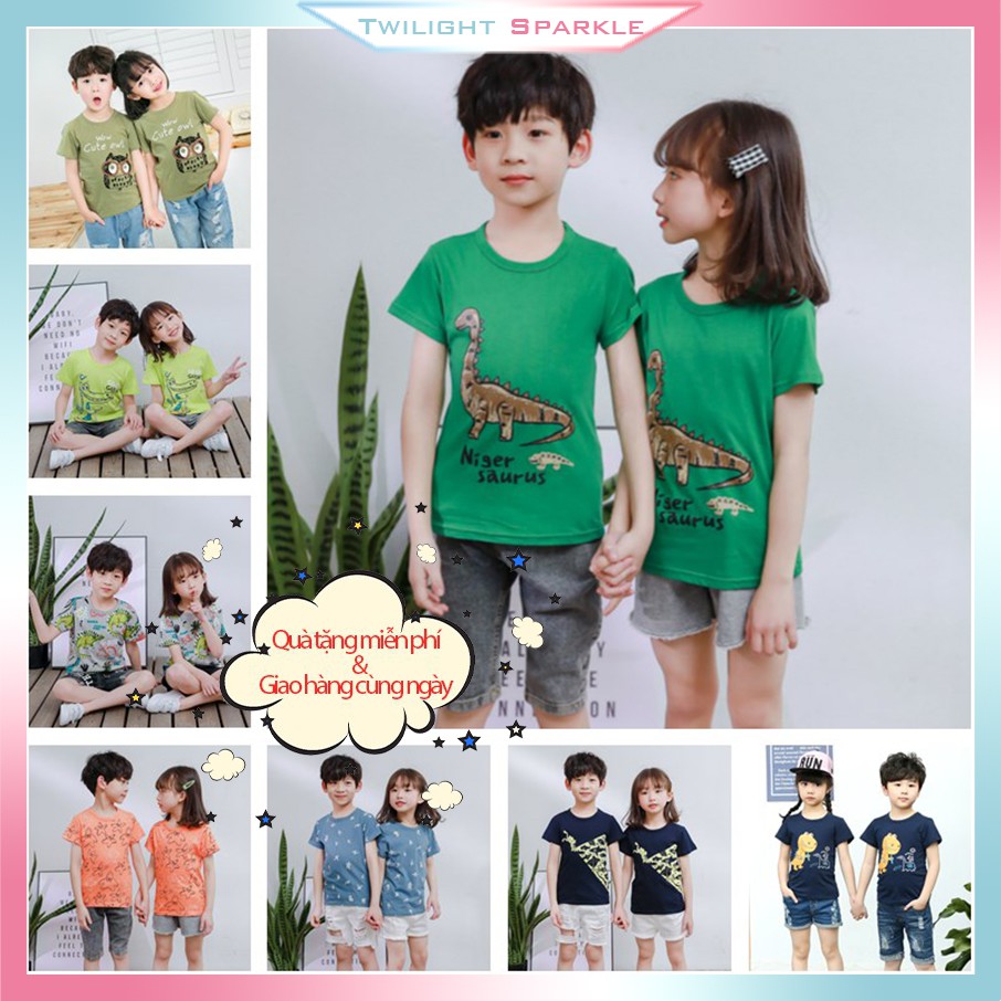 Áo Thun Tay Ngắn Cổ Tròn In Hình 100% Cotton Cho Bé 2-13 Tuổi