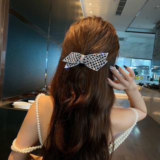 Cặp tóc nơ đính đá họa tiết lưới