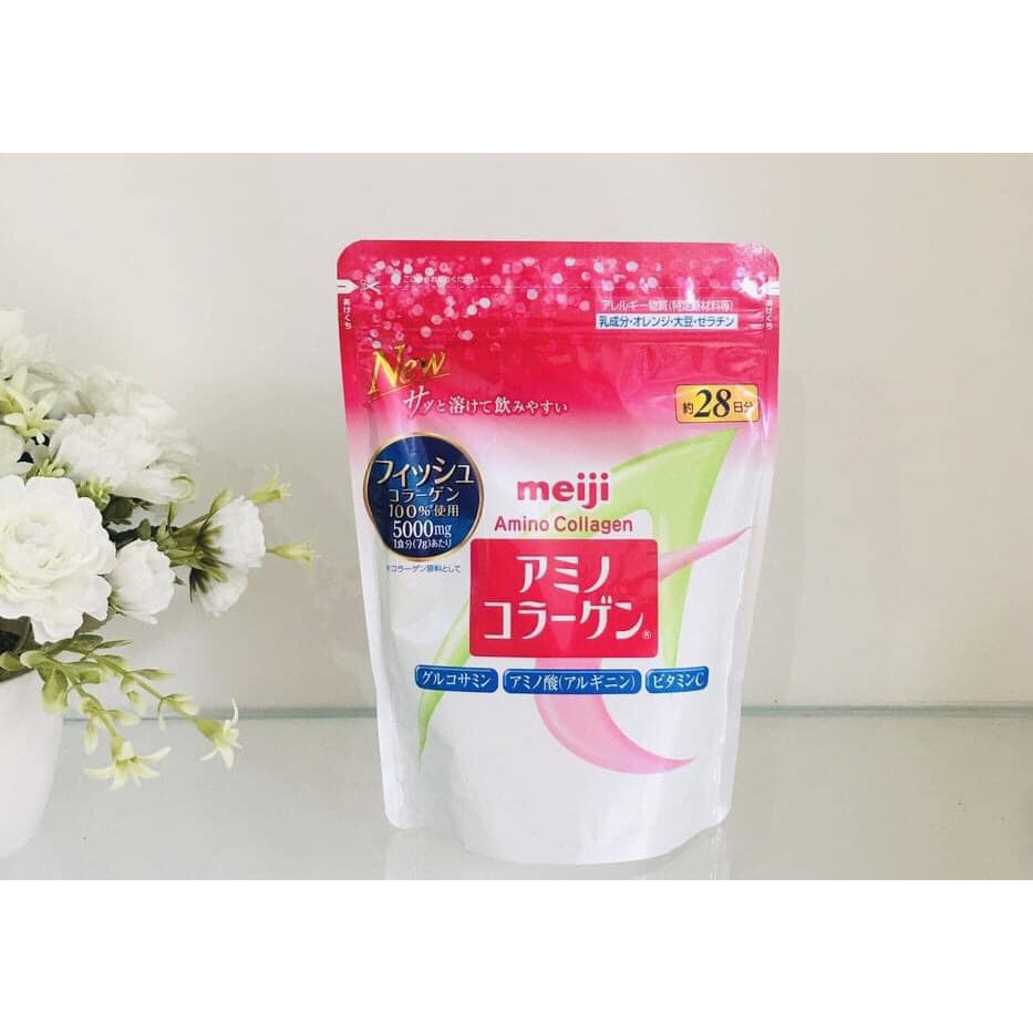 Bột uống bổ sung Collagen Meiji hồng/ vàng premium Nhật bản