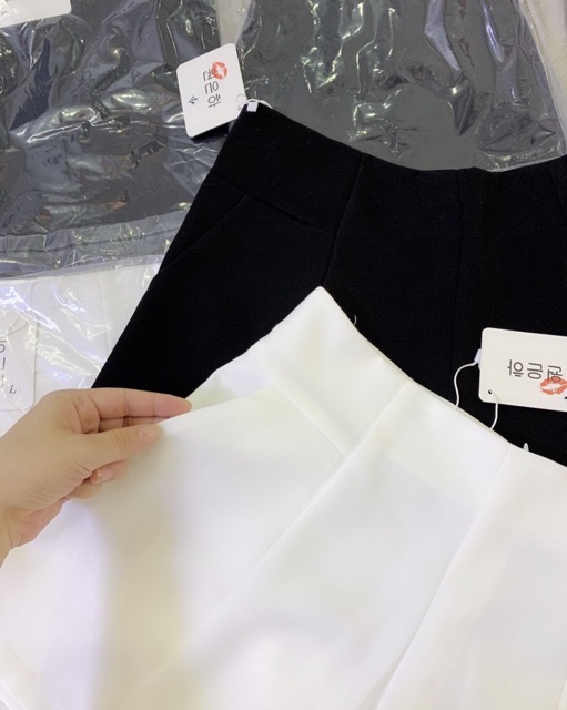 XẢ KHO - QUẦN SHORT VẢI NỮ CẠP CAO 2 MÀU ĐEN TRẮNG