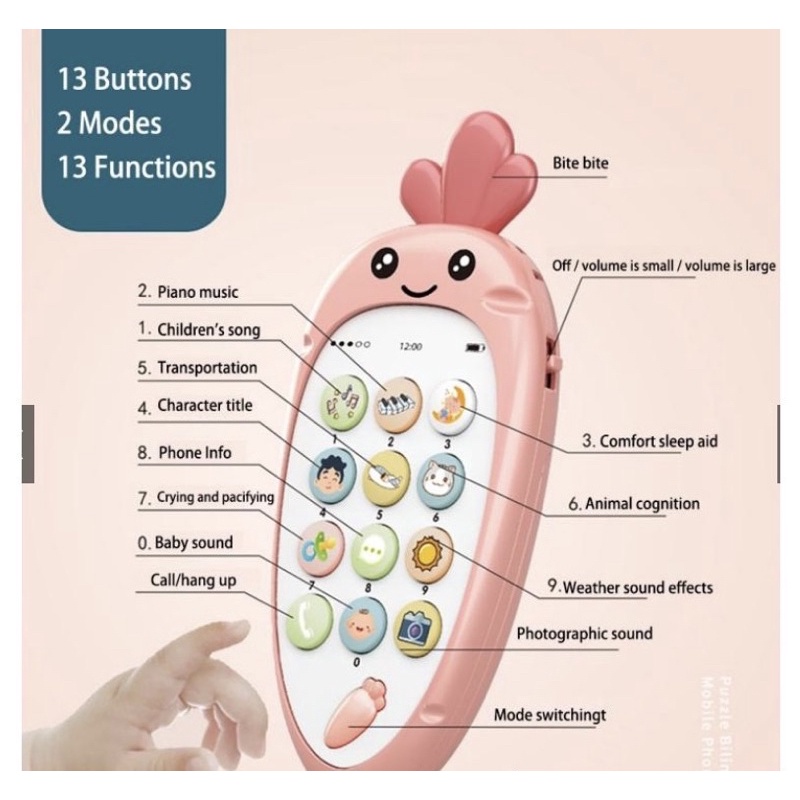 Điện thoại đồ chơi cầm tay có đèn nhạc cho bé