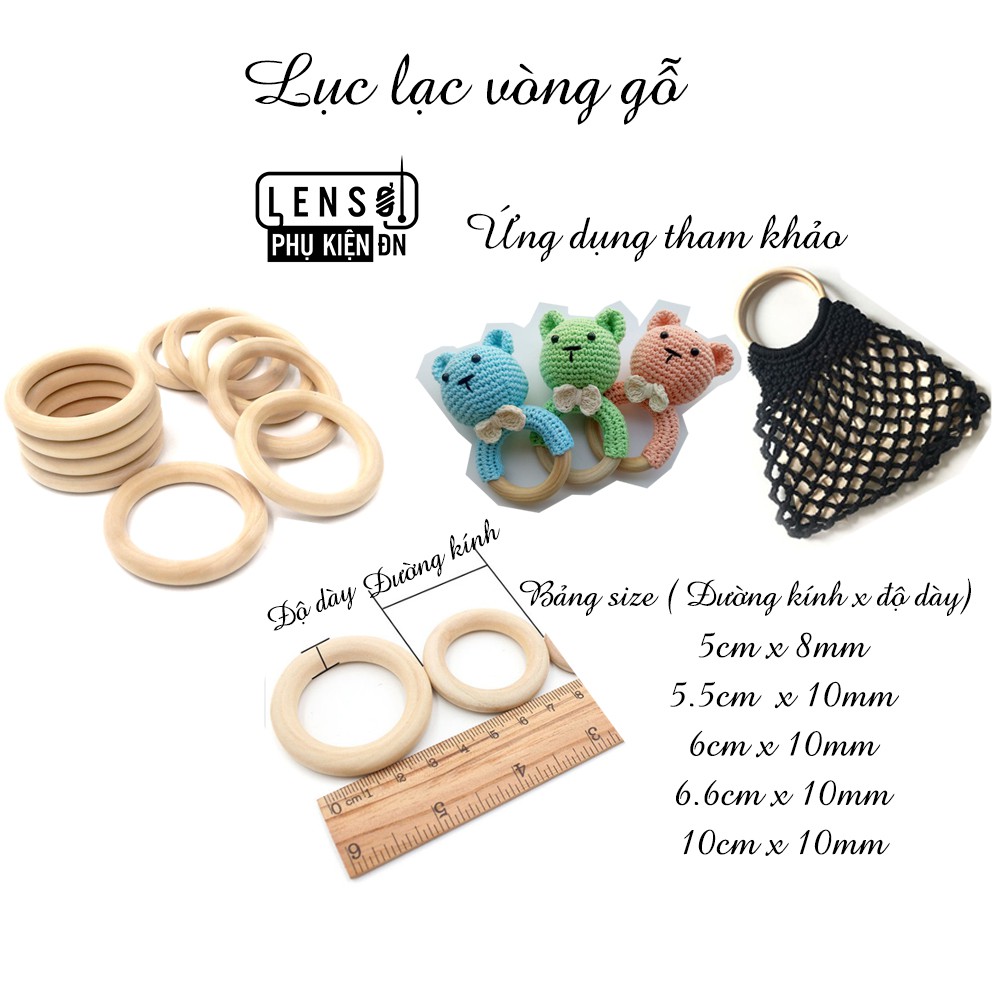 Lục lạc vòng gỗ, lục lạc làm đồ chơi cho bé, làm quai xách,...