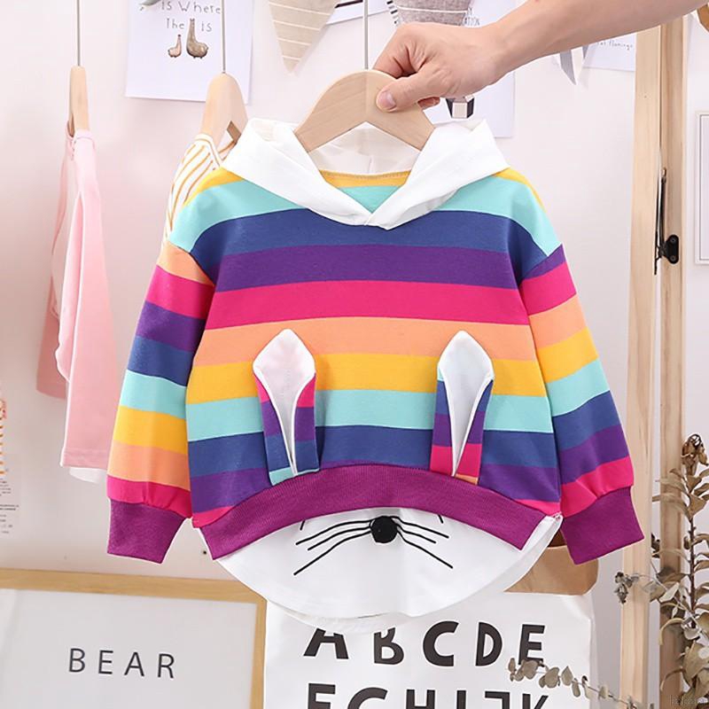 Áo hoodie tay dài kẻ sọc họa tiết hoạt hình dành cho bé