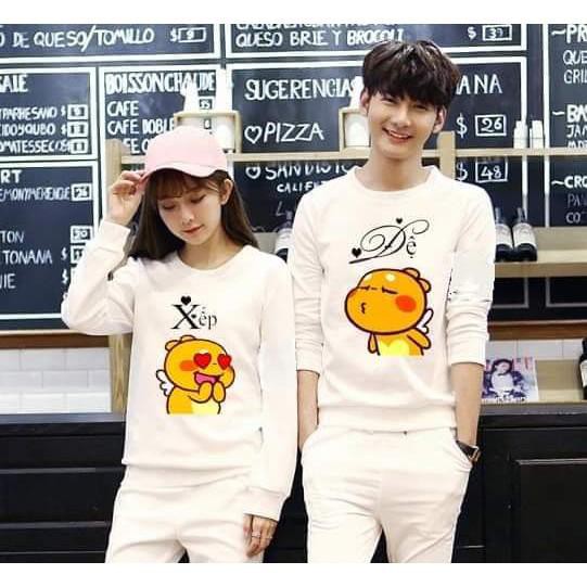 áo thu  đông  tay dài xếp đệ mẫu mới  tình yêu chất nỉ cực  lót bông