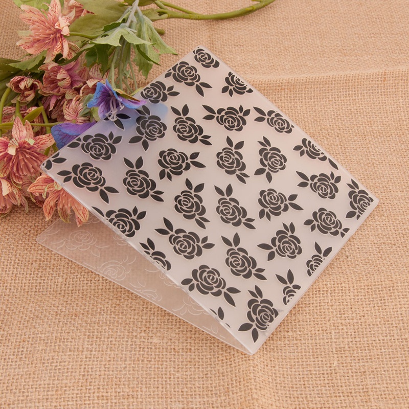 Khuôn nhựa dập nổi họa tiết hoa 3D dễ thương trang trí sổ tay/ album DIY