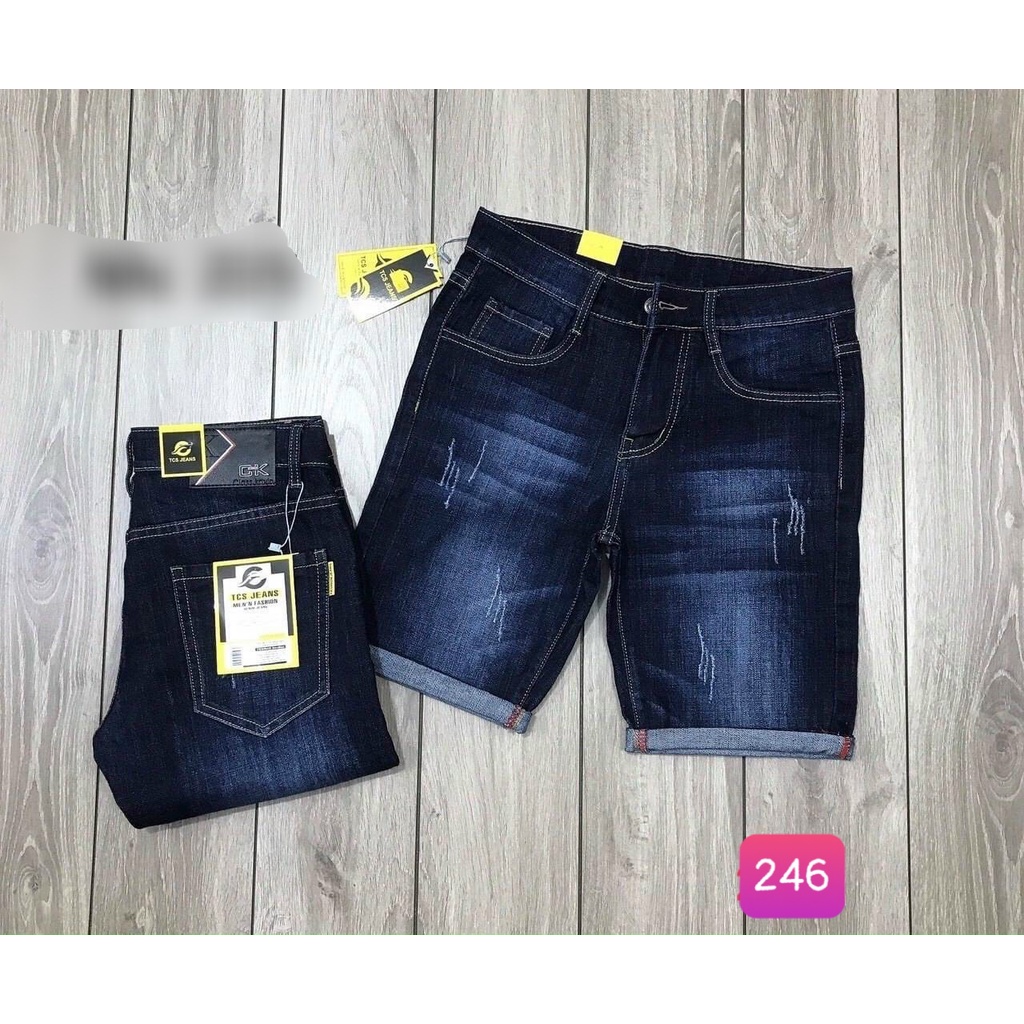 Quần Short Jean Đùi Rin Nam Xanh Trơn Không Rách Co Giãn 4 chiều M283