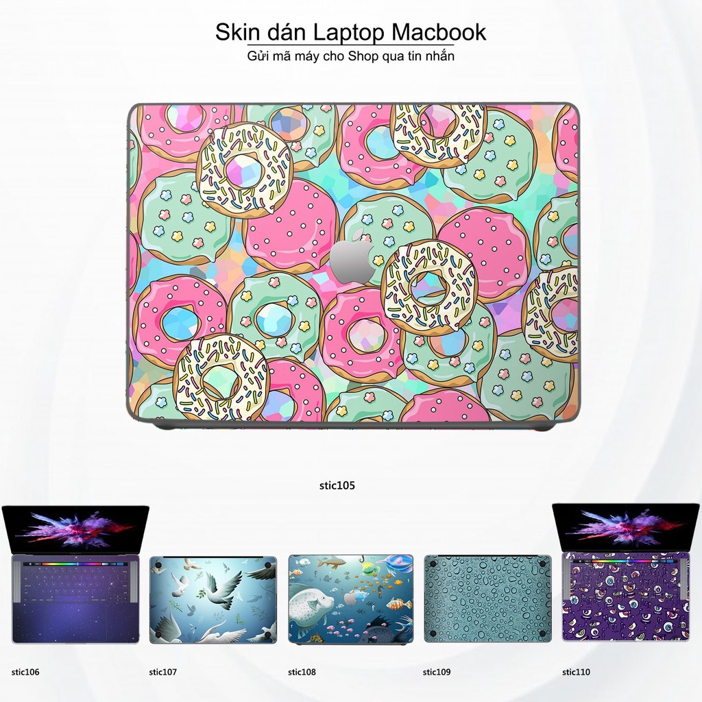 Skin dán Macbook mẫu Hoa văn sticker (đã cắt sẵn, inbox mã máy cho shop)