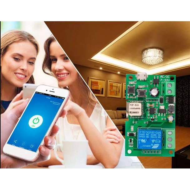Bo mạch Sonoff 1 kênh điều khiển qua Wifi 3G, App Ewelink 5VDC/5-32VDC