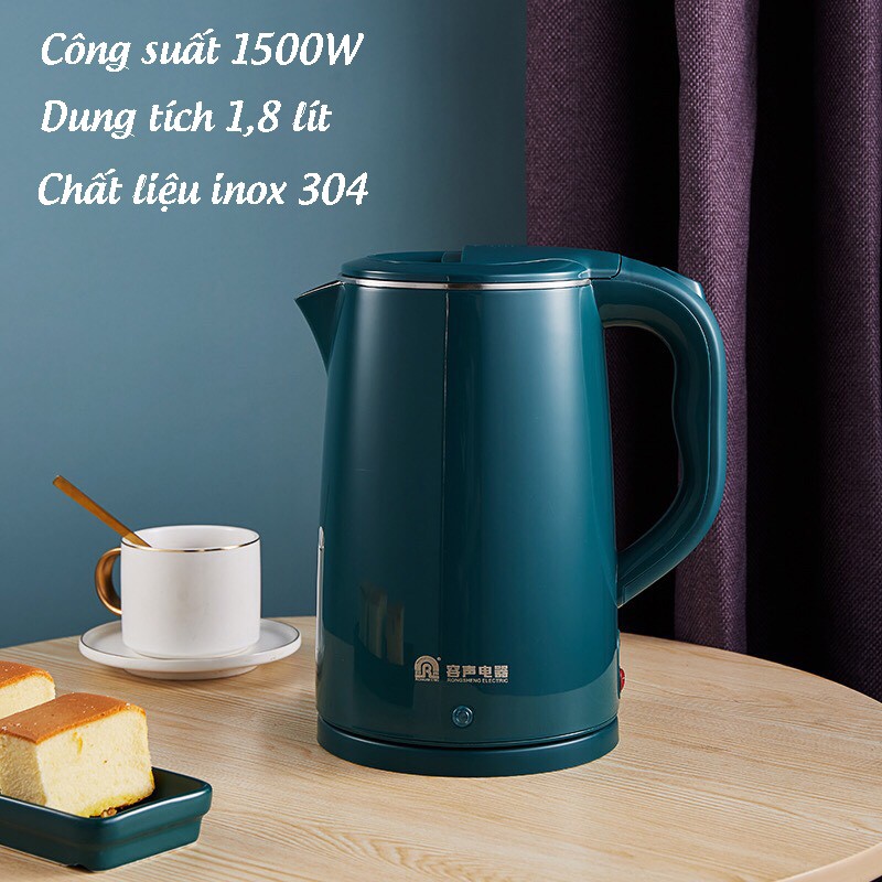 Ấm Siêu Tốc Giữ Nhiệt - Ấm Đun Nước Inox 304 Đa Năng Dung Tích 1.8 Lít Công Suất 1500W Bảo Hành 6 Tháng