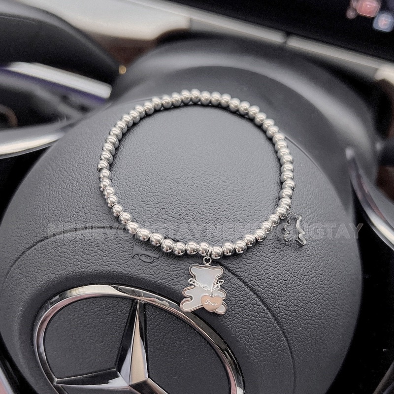 Vòng tay bi charm gấu dễ thương (chất Inox không rỉ)