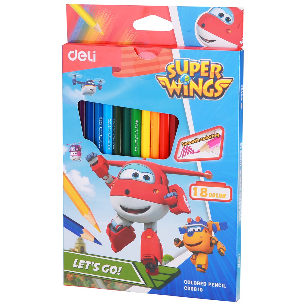 Bút chì màu học sinh Deli - Superwings - EC00800/EC00810/EC00820/EC00830