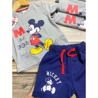 Set Bé Trai Cotton Mickey Mouse Màu Xám