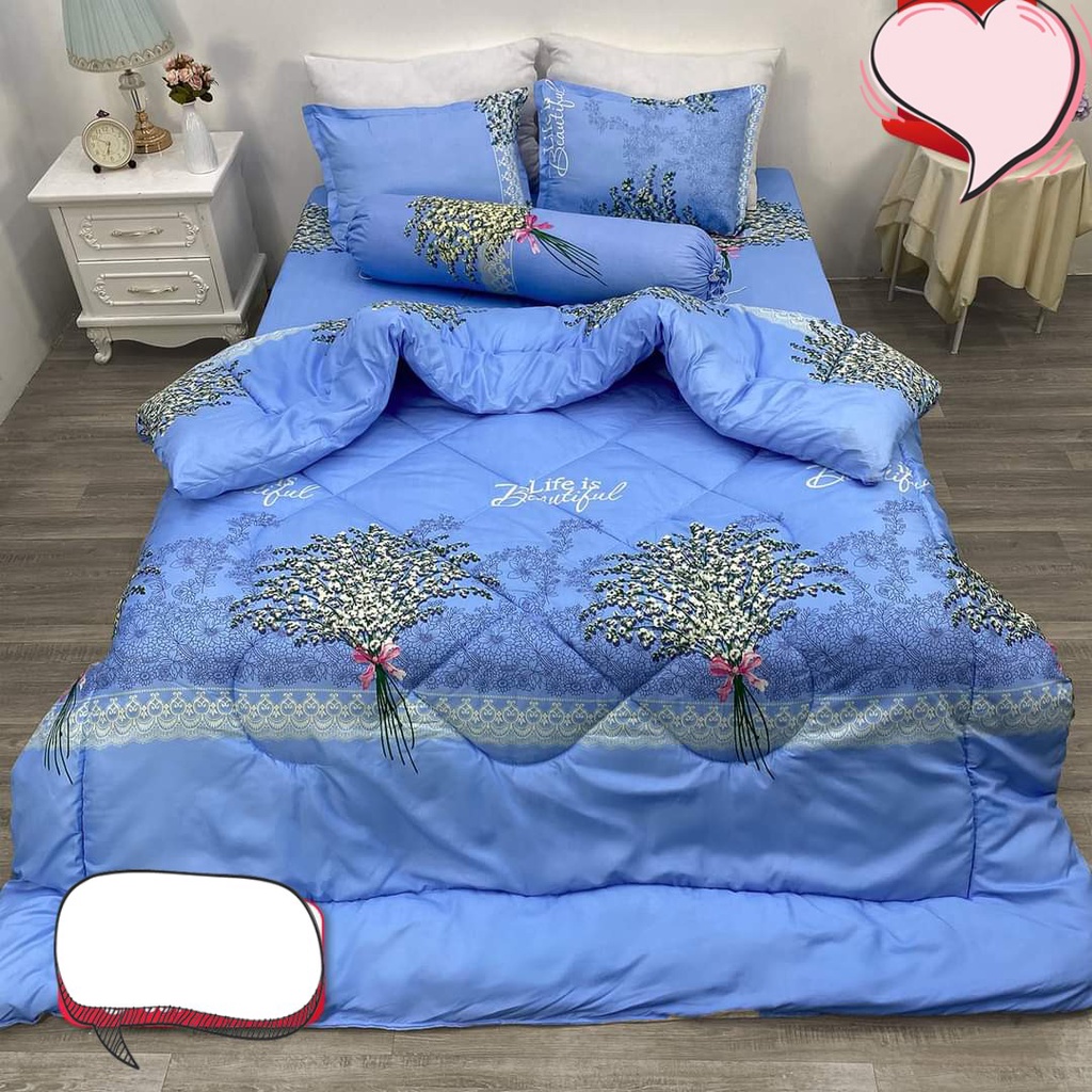 Chăn Phao Vải Cotton Poly,Được Trần Bông Dày,Chọn Mẫu Thoải Mái-mẫu lá ngọc