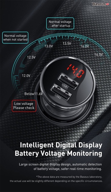 Tẩu sạc đa năng dùng cho xe ô tô Baseus Digital Display