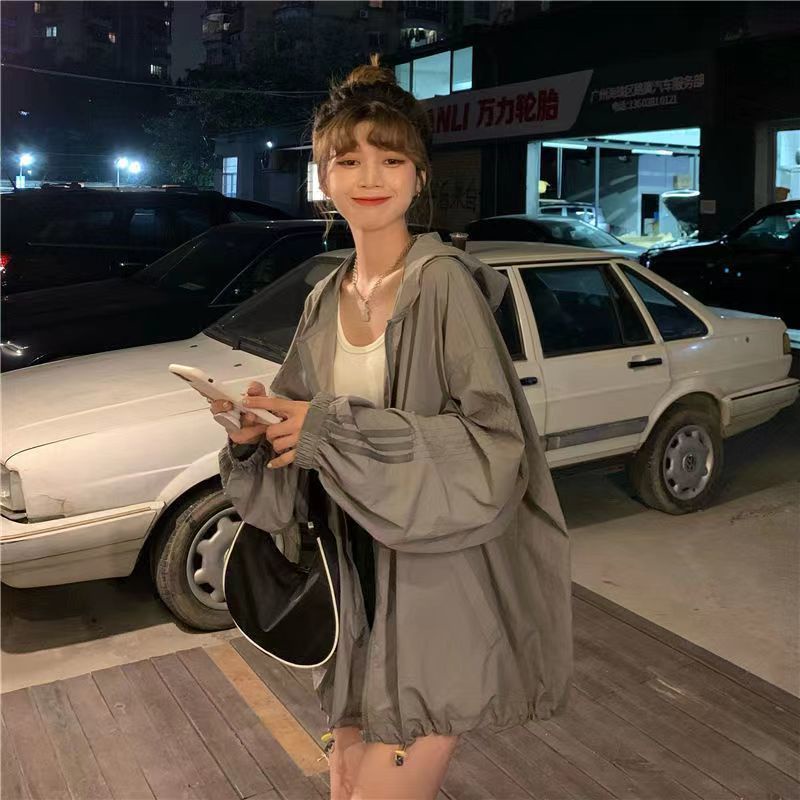 Áo Khoác Cardigan Chống Nắng Dáng Rộng Tay Dài Có Mũ Trùm Cỡ Lớn Thời Trang Cho Nữ