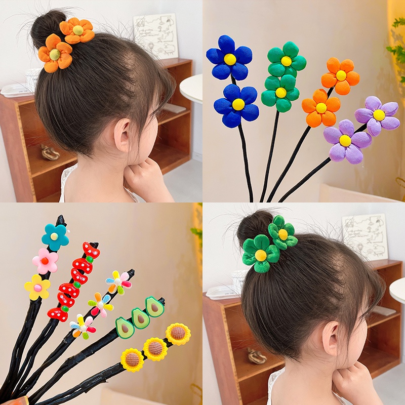 Kẹp Tóc Đuôi Ngựa Đính Hoa Xinh Xắn Cho Bé Gái