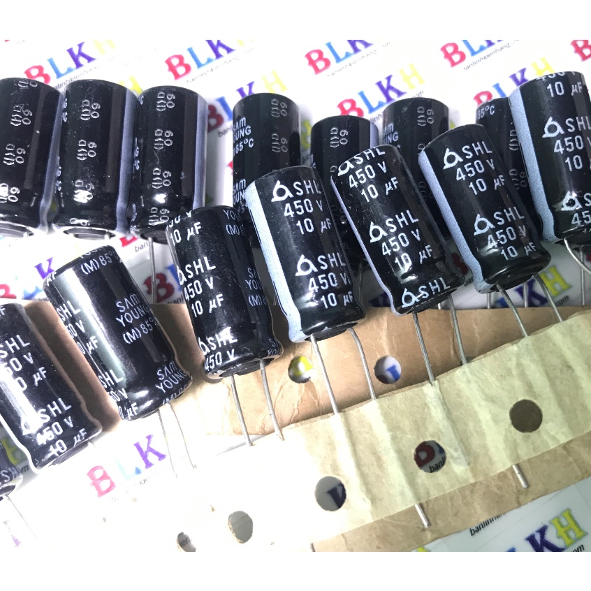 10 Tụ hóa HÀN QUỐC 450V 10uF 10x20 chính hãng