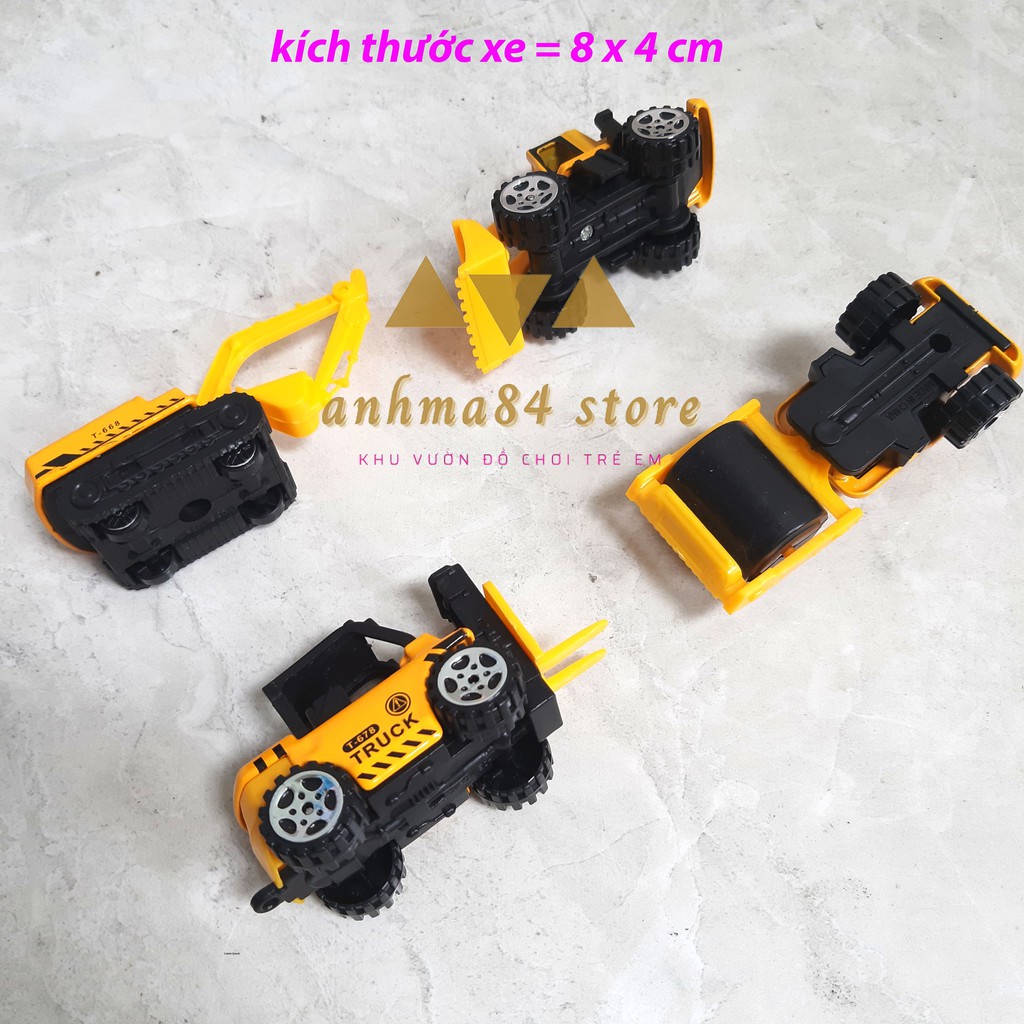 Đồ chơi HỘP XE CÔNG TRÌNH 4 CHIẾC mini - xe công trình bằng sắt 4 chiếc mini - anhma84 store