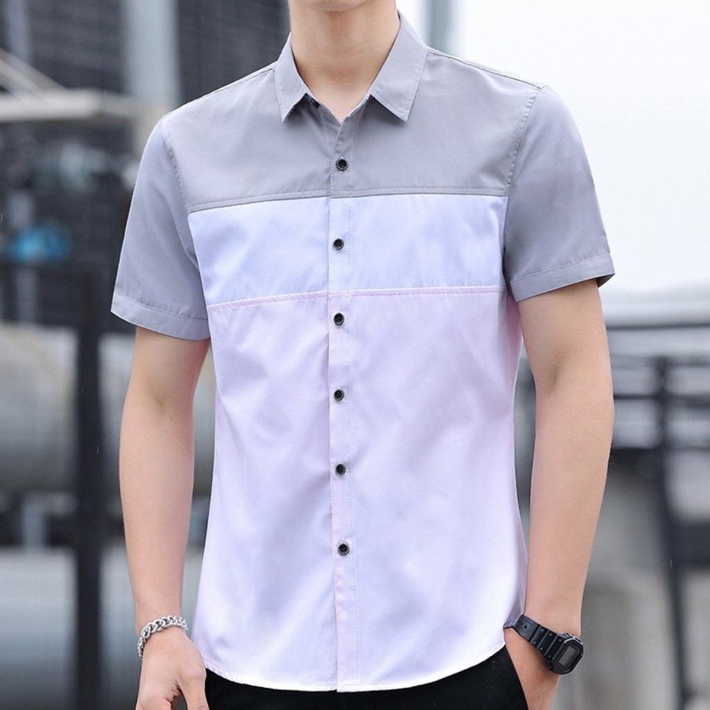 Áo sơ mi nam ngắn tay phối 3 màu tone Pastel Thời trang nam tính Top Fashion Shop | BigBuy360 - bigbuy360.vn