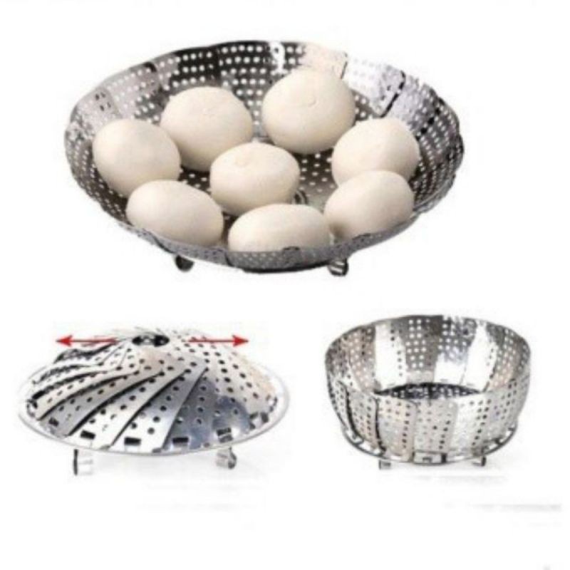 RỔ HẤP INOX SÁNG BÓNG KHÔNG RỈ vỉ to _RỔ HẤP ĐA NĂNG, HÀNG BO VIỀN CHỐNG XƯỚC TAY CÓ HỘP