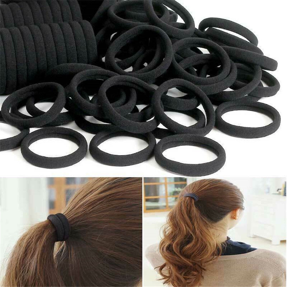 Set 40 Dây Cột Tóc Co Giãn Màu Đen Cho Nữ