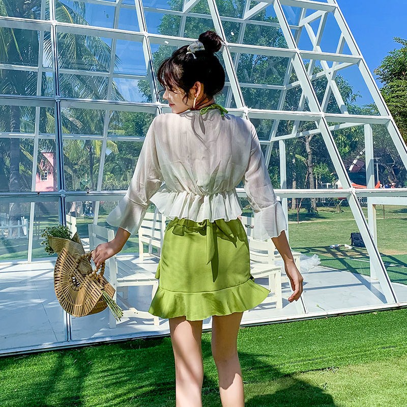 Bộ Đồ Bơi Ba Mảnh Tay Dài Nâng Ngực Thời Trang Quyến Rũ Cho Nữ | BigBuy360 - bigbuy360.vn