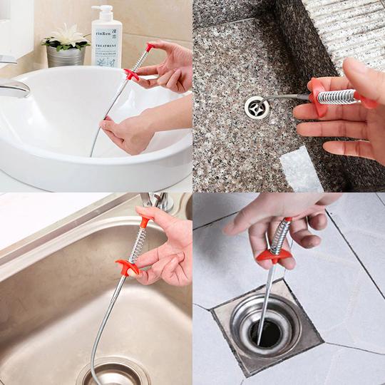 Lò xo thông tắc cống bồn rửa bát có móc kẹp đa năng