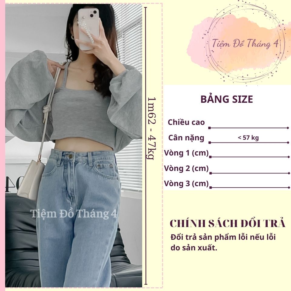 Set Áo Cardigan Croptop Hai Dây Bên Trong Thun Gân Ôm Tôn Dáng, Croptop 2 Dây Kèm Áo Khoác Ngoài Mẫu 2022 BARBIE TOP