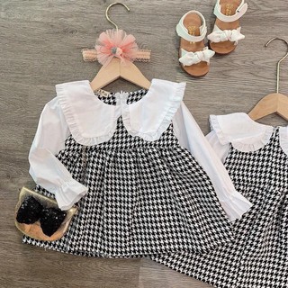 Váy kẻ cổ ziczac cho bé gái
