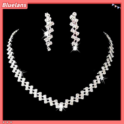 Bộ Vòng cổ + Bông Tai Đính Đá Lấp Lánh Sang Trọng