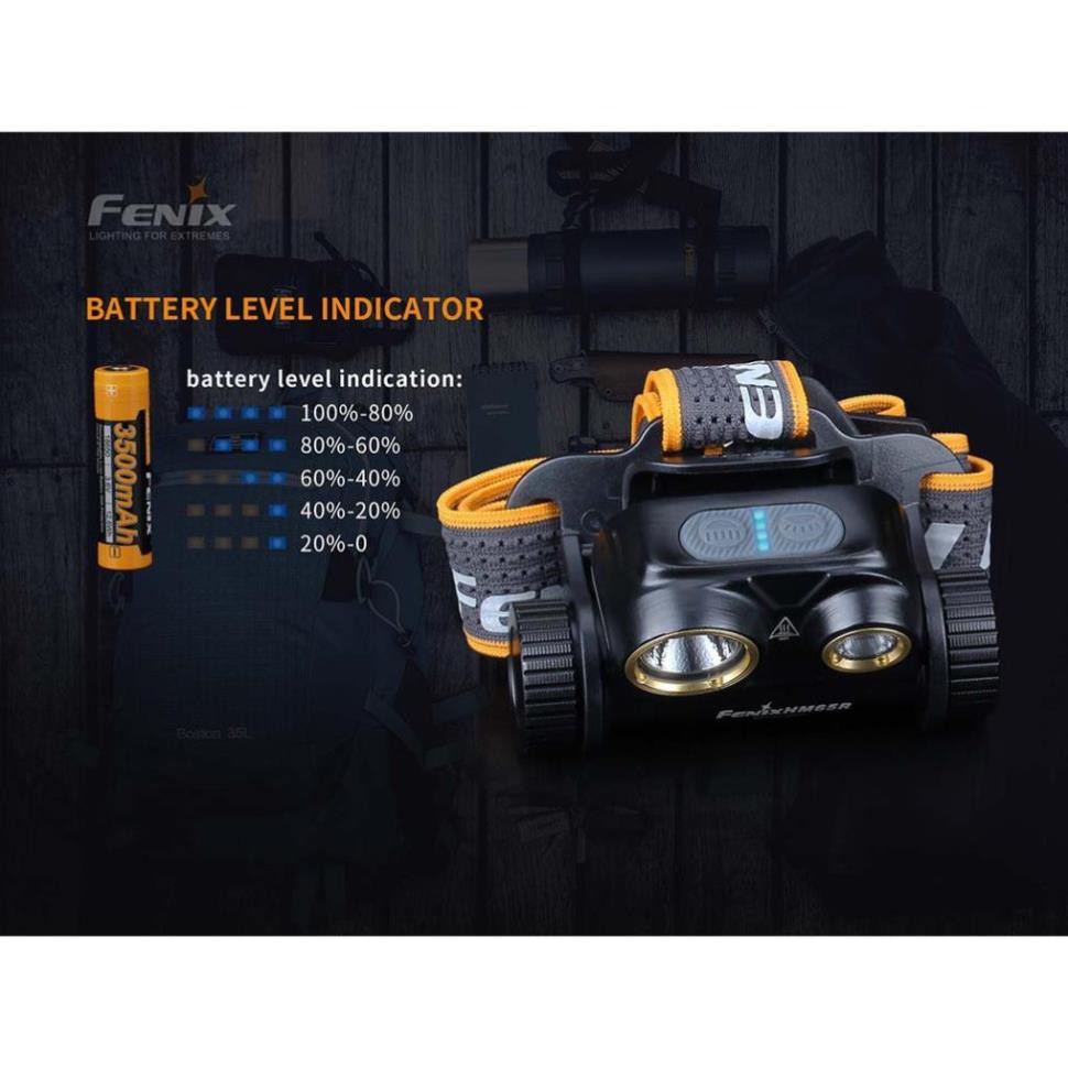 [SIÊU SÁNG][ĐA NĂNG] Đèn pin và đèn sạc Fenix HM65R sáng 1400lumen chiếu xa 187m pin 18650 3500mAh sạc Type-C