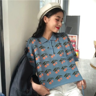ORDER Áo len Polo ulzzang, áo len Cherry 🍒