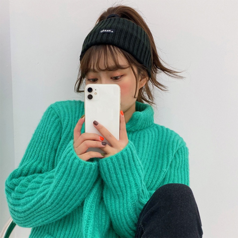 Băng Đô Turban Dệt Kim Bản Rộng Co Giãn Giữ Ấm Mùa Đông