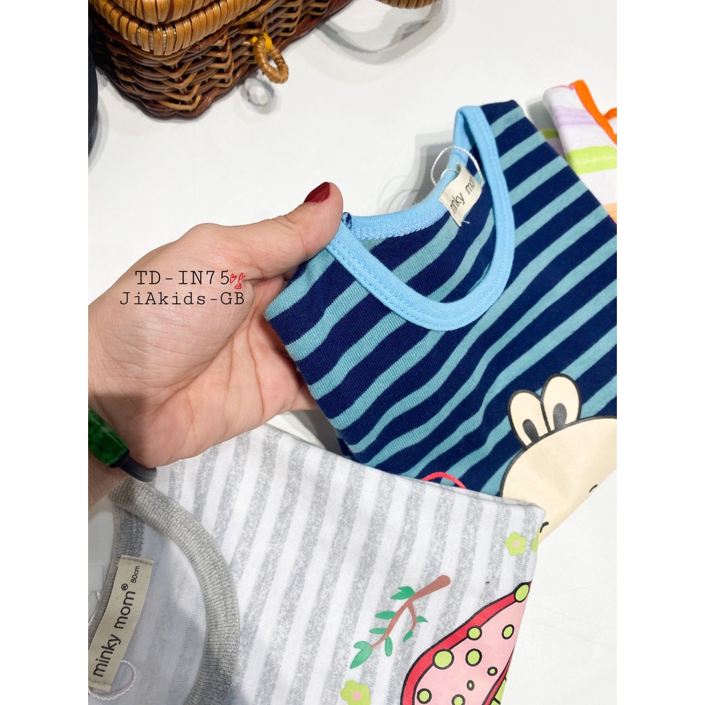 [SALE] Bộ Dài Tay Vải Cotton Borip Cho Bé Trai, Bé Gái MinkyMom Hoạ Tiết Gấu Trúc Kẻ Sọc, Đồ Bộ Cho Bé Mặc Nhà MKMTD2229
