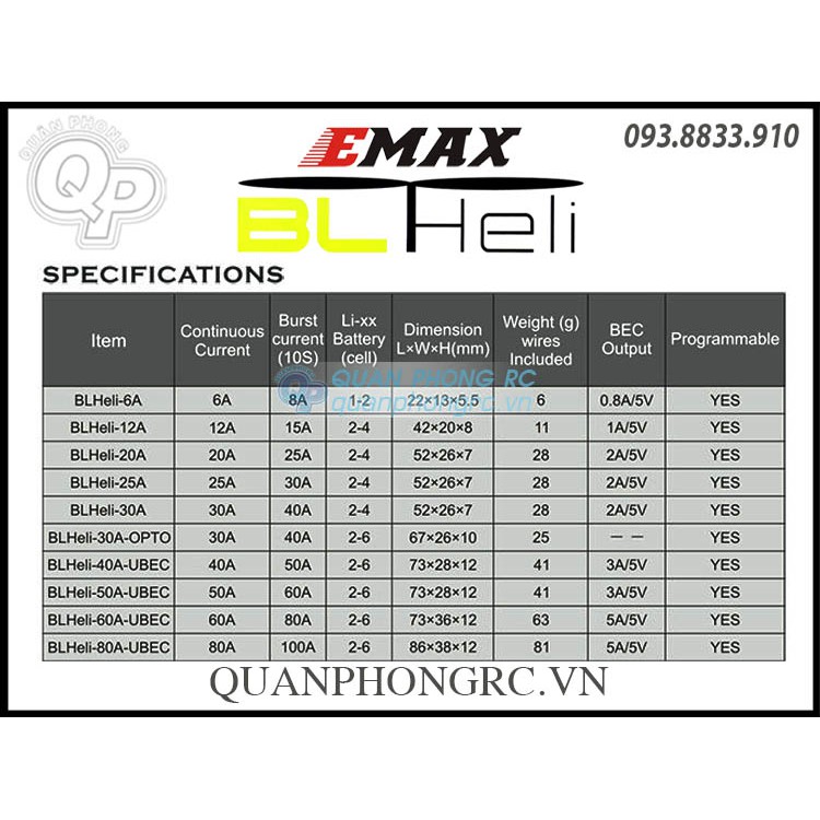 Emax Điều tốc không chổi than BLHeli 12A