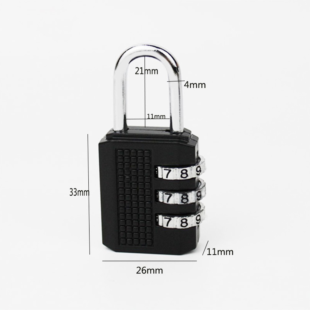 3 Digit Resettable Combination Padlock Coded Lock School Gym Locker Sheds