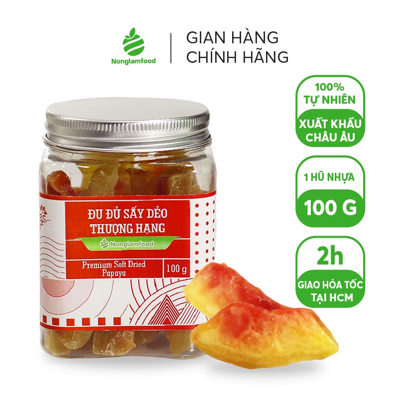 Đu đủ sấy dẻo thượng hạng Nonglamfood hũ 150g | Quà tặng healthy cao cấp cho người thân, bạn bè, đối tác,doanh nghiệp