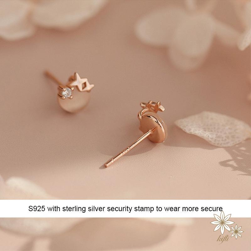 Bông Tai Mạ Bạc 925 Đính Đá Opal Hình Ngôi Sao Đơn Giản Sang Trọng Cho Nữ