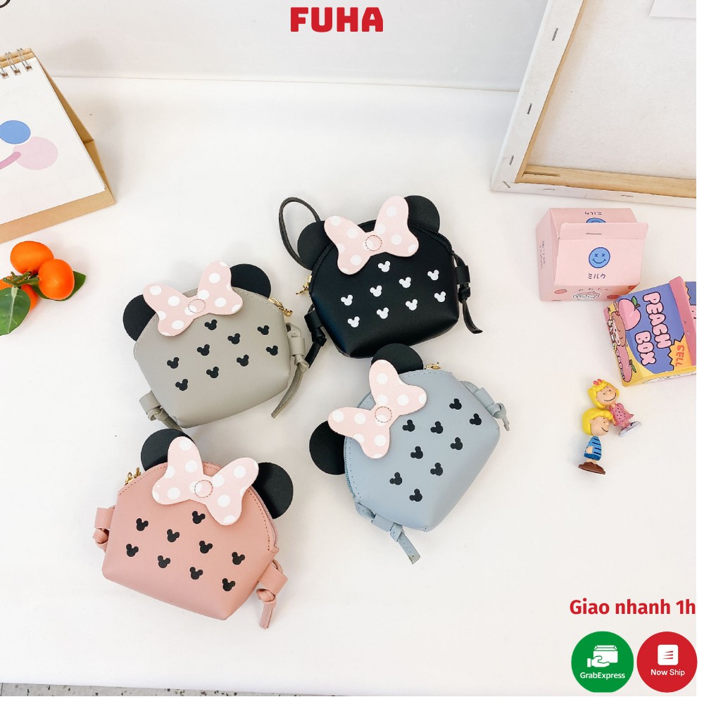 Túi đeo chéo mini Fuha thời trang hình Mickey cho bé cá tính phong cách công chúa dễ thương