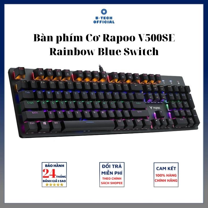 Bàn phím Cơ Rapoo V500SE Rainbow Blue Switch - Bảo hành chính hãng