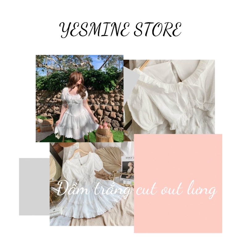 Đầm trắng cut out lưng