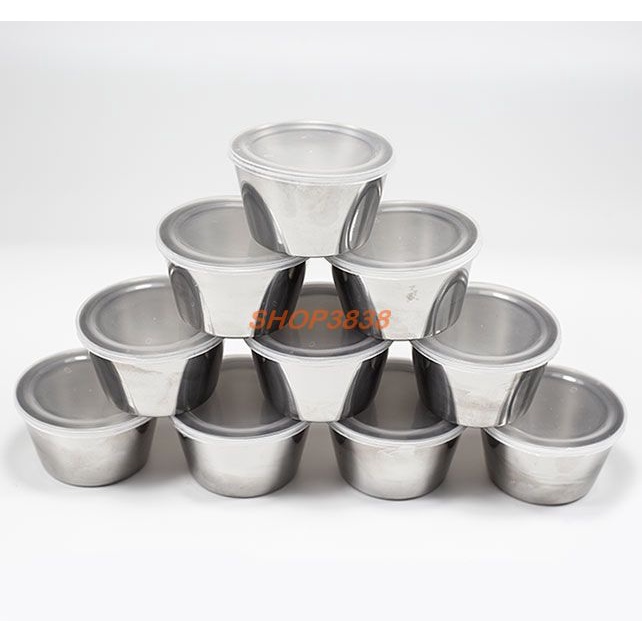 Khuôn Làm Bánh Flan Rau Câu Cupcake Inox 304 Bán Lẻ Nắp Nhựa Kèm Nắp Inox 304