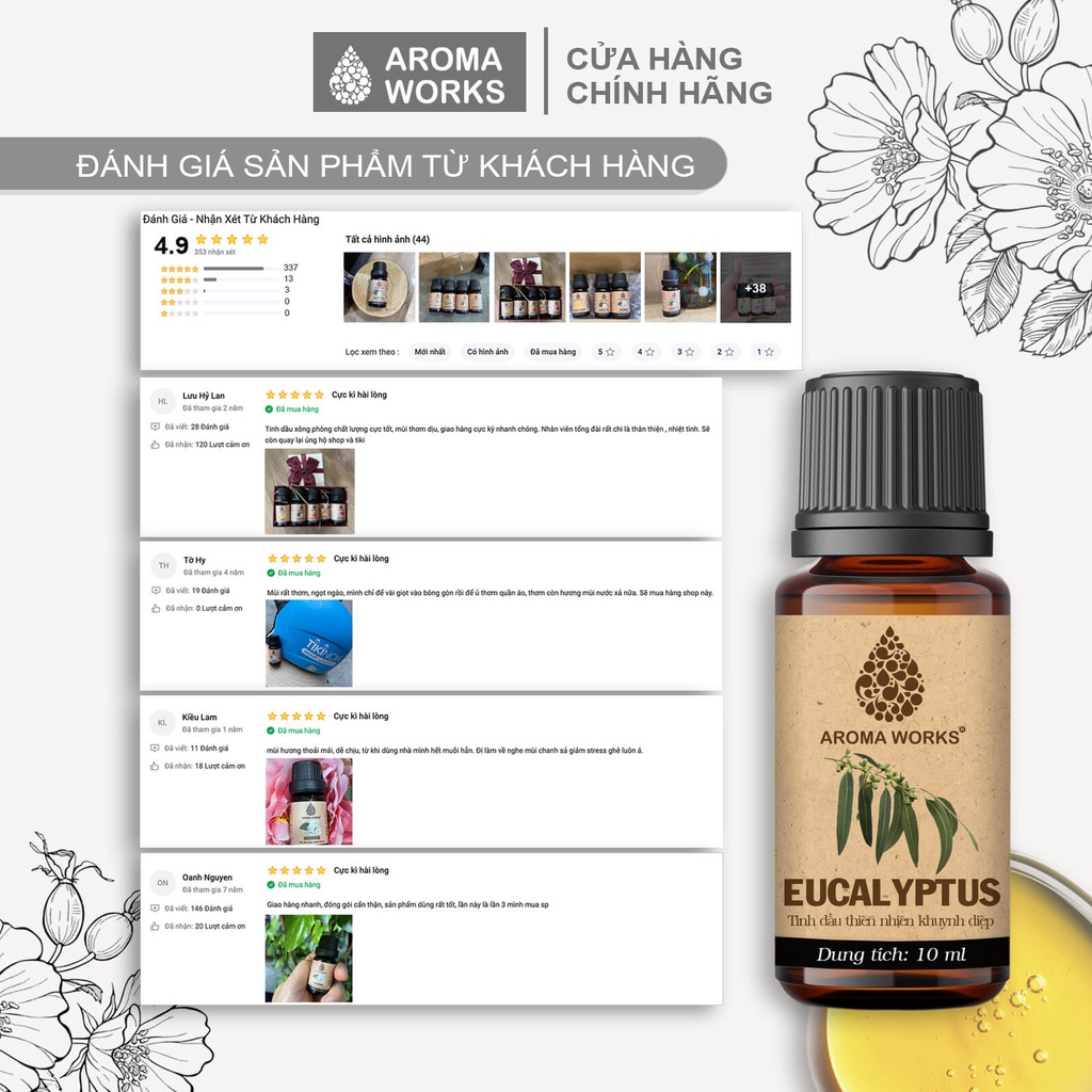 Tinh dầu khuynh diệp Aroma Works Eucalyptus Essential Oils