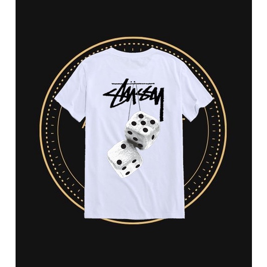Áo thun Unisex Stüssy Xúc Xắc Màu Sắc Trắng