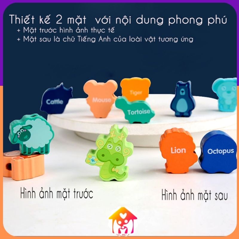 Đồ chơi xâu hạt bằng gỗ nhiều chủ đề cho bé trên 3 tuổi