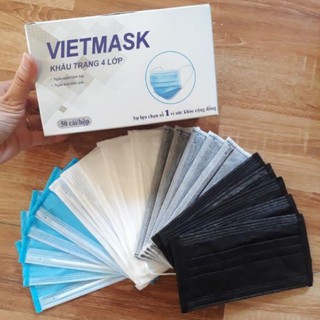Hộp Khẩu trang y tế 4 lớp 50c, khẩu trang đa năng 2 màu TRẮNG - XANH tiện dụng, khẩu trang chống nắng, chống bụi